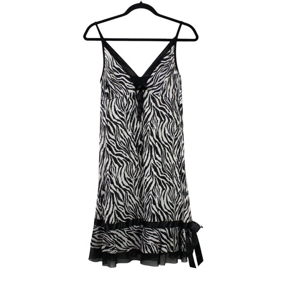 Red Rose Mesh Zebra Print Slip Dress - Picture 2 of 16